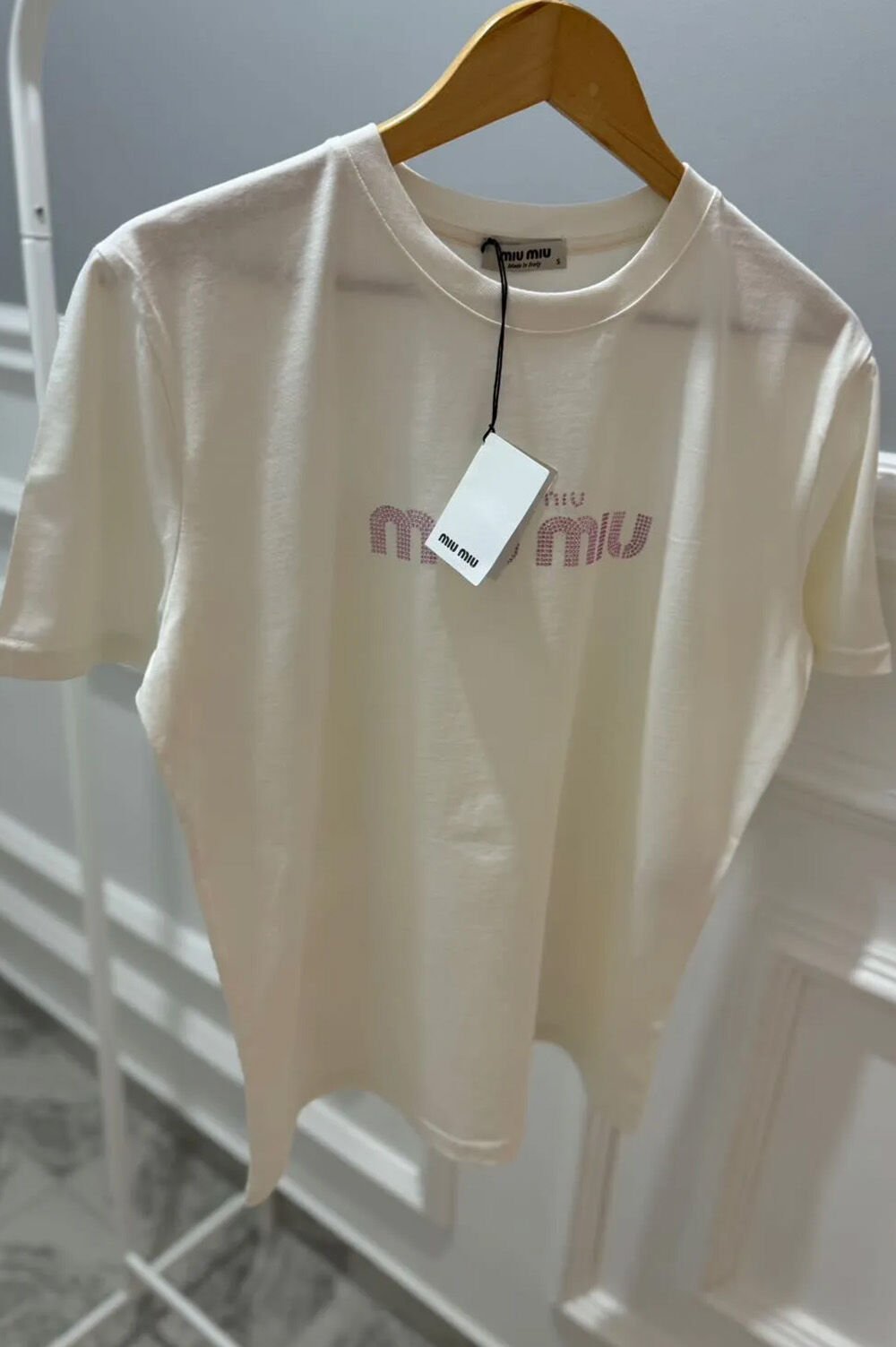 Miu Miu Krem T-shirt