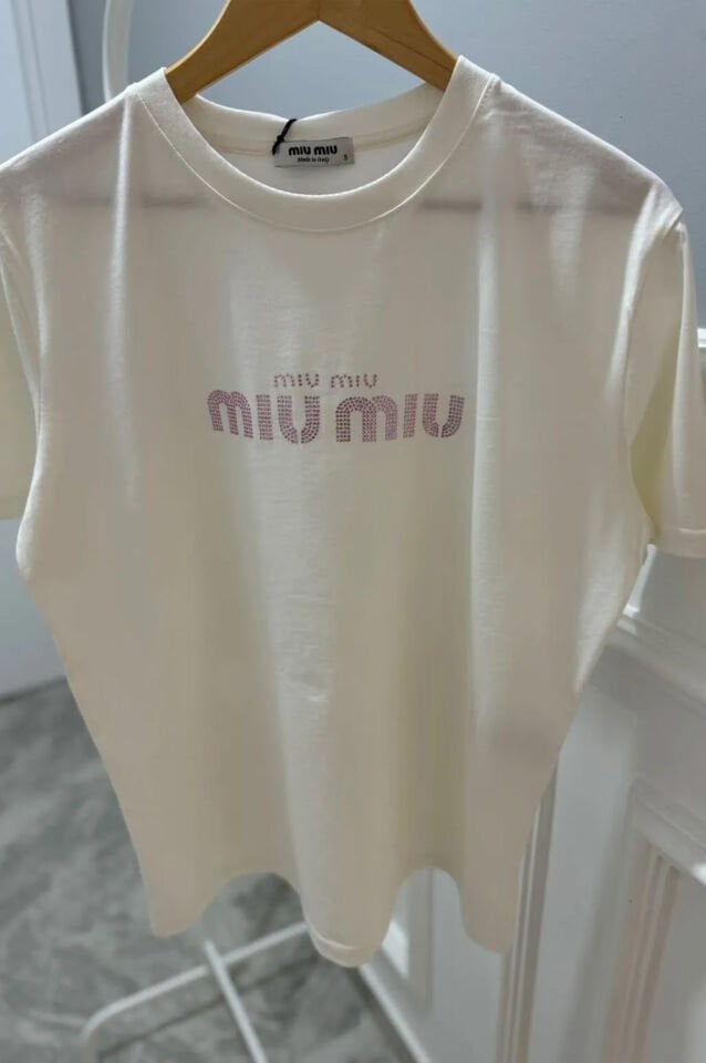 Miu Miu Krem T-shirt